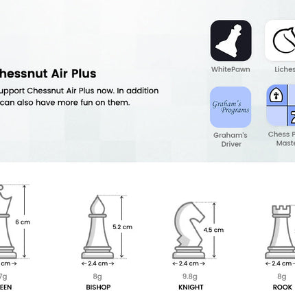 Chessnut Air Plus/Air + Papan E-board Kayu Portabel Utuh