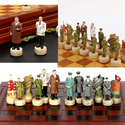 Metal Painted Chess Desktop Intelligent Game War Themed Toys Luxury Knight Hand Painted Checkers Card Gift Series Characters