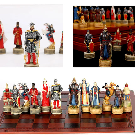 Metal Painted Chess Desktop Intelligent Game War Themed Toys Luxury Knight Hand Painted Checkers Card Gift Series Characters