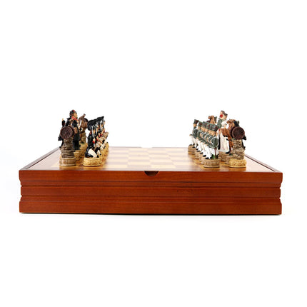 Russian and French Characters War Resin Chess Theme Board Game Toy Table Luxury Collection Gift with Wooden Chessboard