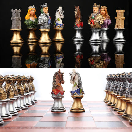 Metal Painted Chess Desktop Intelligent Game War Themed Toys Luxury Knight Hand Painted Checkers Card Gift Series Characters