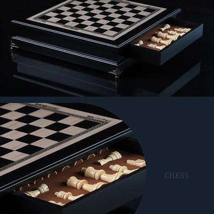 Large Solid Wood Chess Luxury Chess Board Game Set with Crafted Chesspiece Home Decorations Travel Chess Set for Kids and Adults