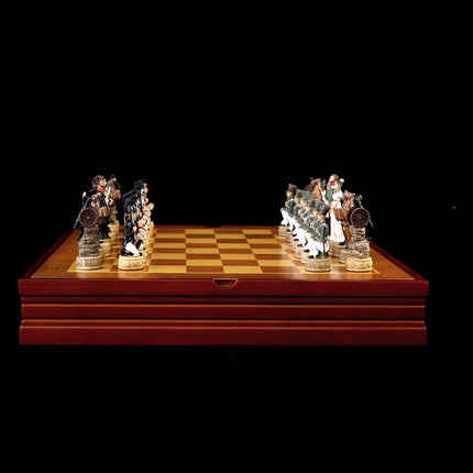 Russian and French Characters War Resin Chess Theme Board Game Toy Table Luxury Collection Gift with Wooden Chessboard