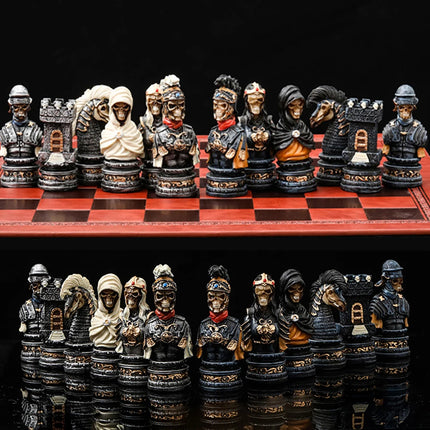 Metal Painted Chess Desktop Intelligent Game War Themed Toys Luxury Knight Hand Painted Checkers Card Gift Series Characters