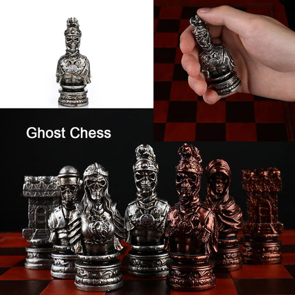 Metal Painted Chess Desktop Intelligent Game War Themed Toys Luxury Knight Hand Painted Checkers Card Gift Series Characters