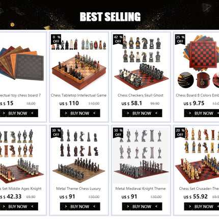 Metal Painted Chess Desktop Intelligent Game War Themed Toys Luxury Knight Hand Painted Checkers Card Gift Series Characters