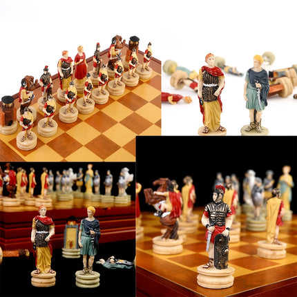 Metal Painted Chess Desktop Intelligent Game War Themed Toys Luxury Knight Hand Painted Checkers Card Gift Series Characters