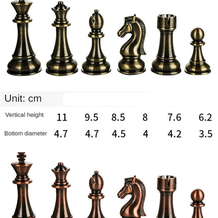 52CM Luxury Chess Board Games Bronze Metal Chess Pieces Set Folding Wooden Checkerboard Creative Family Board Games for Children