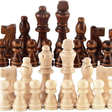 32 Pieses Wooden Chess Standard Tournamen Staunton Wood Chessmen 8cm King Height，Chess Pieces Only No Board