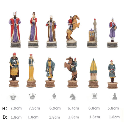 Russian and French Characters War Resin Chess Theme Board Game Toy Table Luxury Collection Gift with Wooden Chessboard