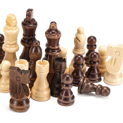 32 Pieses Wooden Chess Standard Tournamen Staunton Wood Chessmen 8cm King Height，Chess Pieces Only No Board