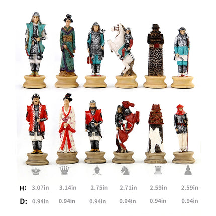 Russian and French Characters War Resin Chess Theme Board Game Toy Table Luxury Collection Gift with Wooden Chessboard