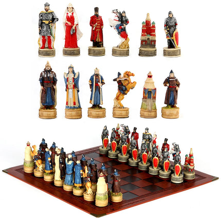 Metal Painted Chess Desktop Intelligent Game War Themed Toys Luxury Knight Hand Painted Checkers Card Gift Series Characters