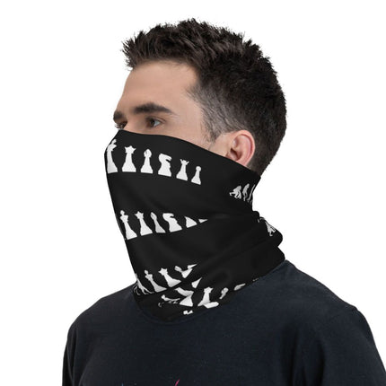 Black And White Chess Chessboard Bandana Neck Warmer Women Men Winter Hiking Ski Scarf Gaiter Checkered Face Cover