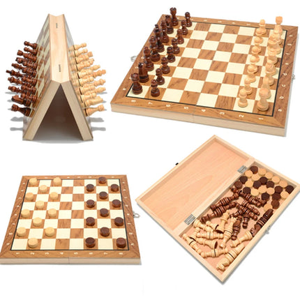 Foldable 2 in 1 Chess Board Portable Storage Wooden Chess Game Board Educational Games Chess Board Christmas Gifts For Students