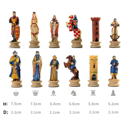 Russian and French Characters War Resin Chess Theme Board Game Toy Table Luxury Collection Gift with Wooden Chessboard