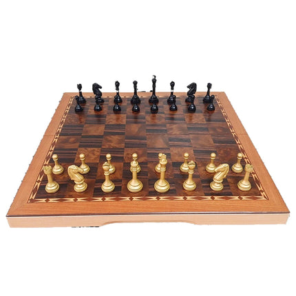 Luxury Metal Chess Set Portable Professional Board Games Foldable Wooden Checkerboard Retro Handmade Chess Pieces Decorations