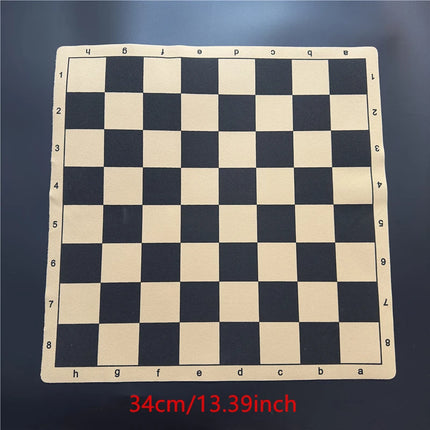 International Chess Board 34cm/13.39inch and 43cm/16.93inch Foldable Leather Fleece Material International Foldable Game Chess