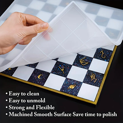 Chess Mold for Resin Casting 12.4"x12.4" Board Soft Silicone 3D Art DIY Crafts Making Kit