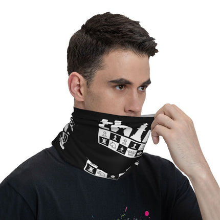 Black And White Chess Chessboard Bandana Neck Warmer Women Men Winter Hiking Ski Scarf Gaiter Checkered Face Cover