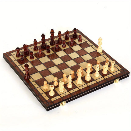 Magnetic 39cm Wooden Chess Board Game Toy, Wooden Solid Wood Puzzle Interactive Game Standard Version, Large-sized Double Queens