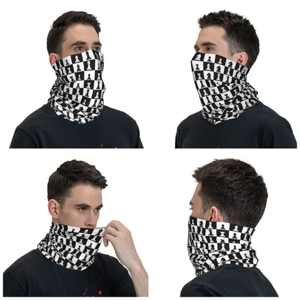 Black And White Chess Chessboard Bandana Neck Warmer Women Men Winter Hiking Ski Scarf Gaiter Checkered Face Cover