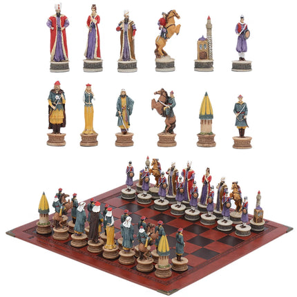 Metal Painted Chess Desktop Intelligent Game War Themed Toys Luxury Knight Hand Painted Checkers Card Gift Series Characters