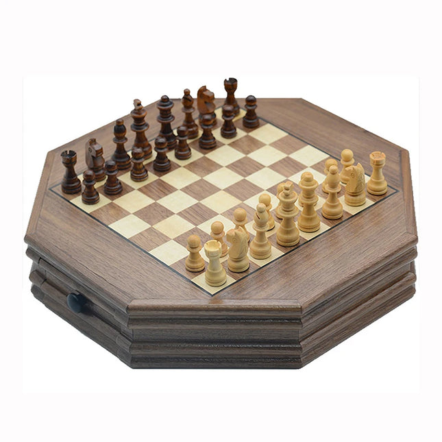 Octagonal Wooden Chess Set Luxury Professional Board Games for Children Handmade Magnetic Chess Pieces Family Decoration Gifts