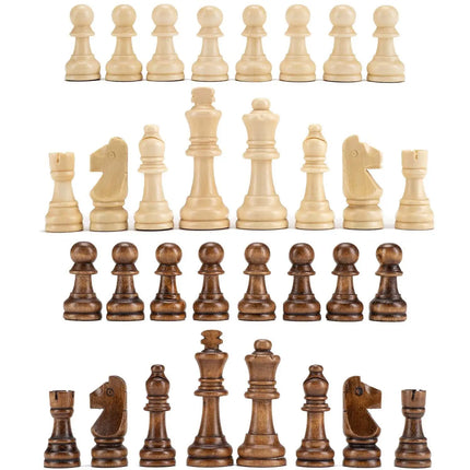 32 Pieses Wooden Chess Standard Tournamen Staunton Wood Chessmen 8cm King Height，Chess Pieces Only No Board