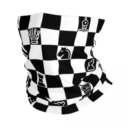 Black And White Chess Chessboard Bandana Neck Warmer Women Men Winter Hiking Ski Scarf Gaiter Checkered Face Cover