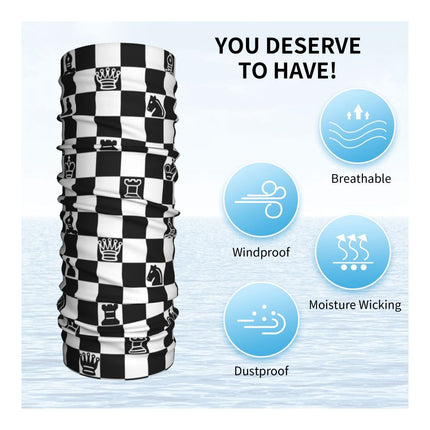 Black And White Chess Chessboard Bandana Neck Warmer Women Men Winter Hiking Ski Scarf Gaiter Checkered Face Cover