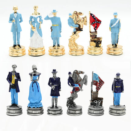 Metal Painted Chess Desktop Intelligent Game War Themed Toys Luxury Knight Hand Painted Checkers Card Gift Series Characters