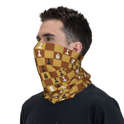 Black And White Chess Chessboard Bandana Neck Warmer Women Men Winter Hiking Ski Scarf Gaiter Checkered Face Cover