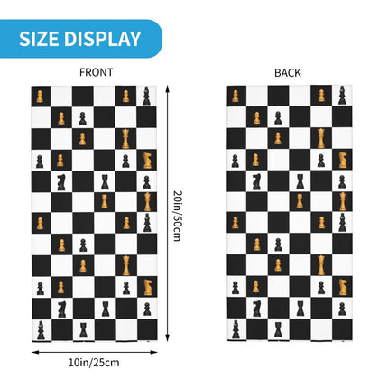 Black And White Chess Chessboard Bandana Neck Warmer Women Men Winter Hiking Ski Scarf Gaiter Checkered Face Cover