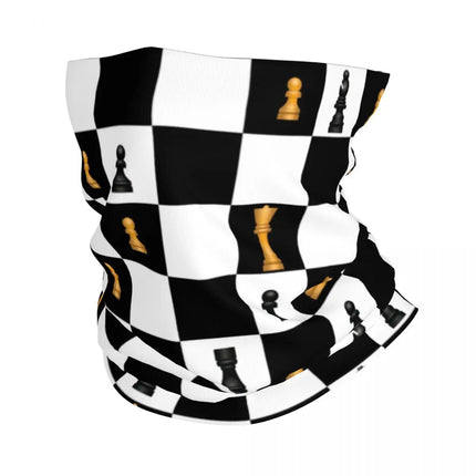 Black And White Chess Chessboard Bandana Neck Warmer Women Men Winter Hiking Ski Scarf Gaiter Checkered Face Cover