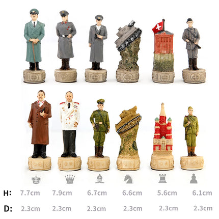 Russian and French Characters War Resin Chess Theme Board Game Toy Table Luxury Collection Gift with Wooden Chessboard