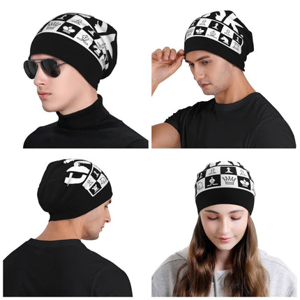 Topi Bonnet Potongan Catur Topi Rajutan Hip Hop untuk Wanita Pria Musim Gugur Musim Dingin Hangat Pecinta Catur Skakmat Skullies Beanies Topi