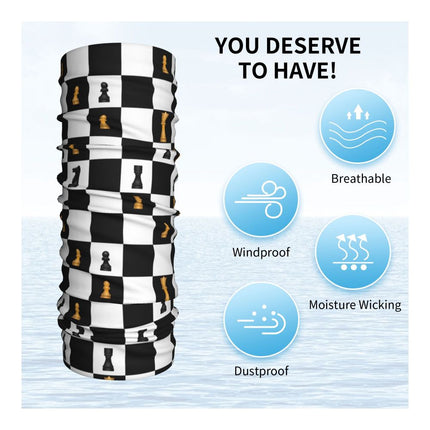 Black And White Chess Chessboard Bandana Neck Warmer Women Men Winter Hiking Ski Scarf Gaiter Checkered Face Cover