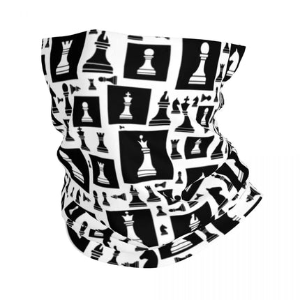 Black And White Chess Chessboard Bandana Neck Warmer Women Men Winter Hiking Ski Scarf Gaiter Checkered Face Cover