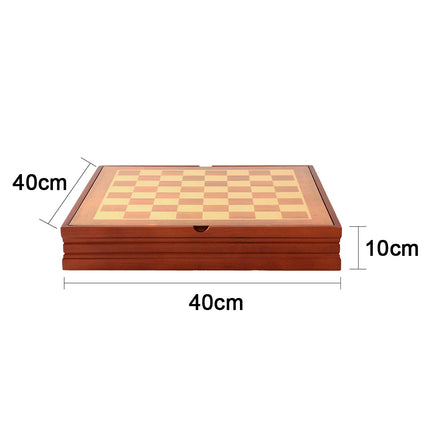 Wooden chessboard without chess pieces, chess storage box 40cm