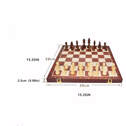 Exquisite Solid Wood Premium chess set with 2 additional backfolded board 39cm/15.35inch for Christmas holiday gift