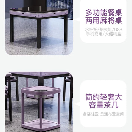 ZC Chess and Card Room Mahjong Machine Smoke Exhaust Lamp Set Automatic Dining Table Dual-Use Mahjong Table