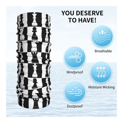 Black And White Chess Chessboard Bandana Neck Warmer Women Men Winter Hiking Ski Scarf Gaiter Checkered Face Cover