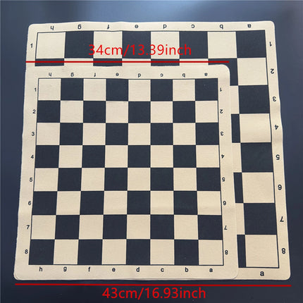 International Chess Board 34cm/13.39inch and 43cm/16.93inch Foldable Leather Fleece Material International Foldable Game Chess