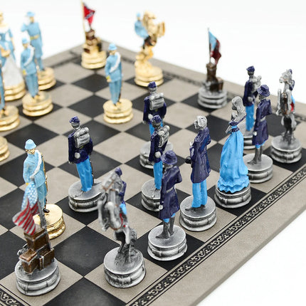 Metal Painted Chess Desktop Intelligent Game War Themed Toys Luxury Knight Hand Painted Checkers Card Gift Series Characters