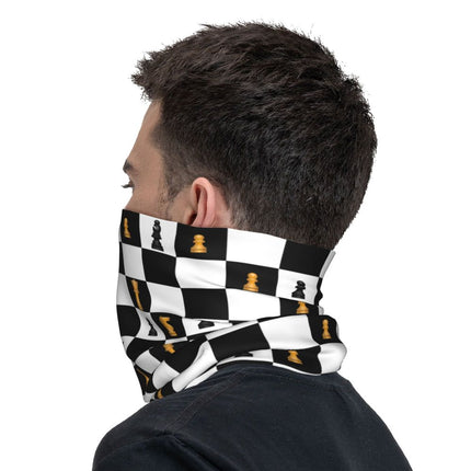 Black And White Chess Chessboard Bandana Neck Warmer Women Men Winter Hiking Ski Scarf Gaiter Checkered Face Cover