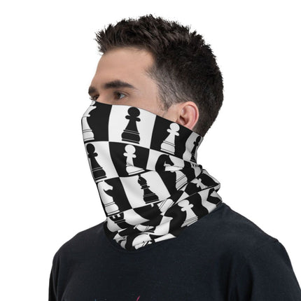 Black And White Chess Chessboard Bandana Neck Warmer Women Men Winter Hiking Ski Scarf Gaiter Checkered Face Cover