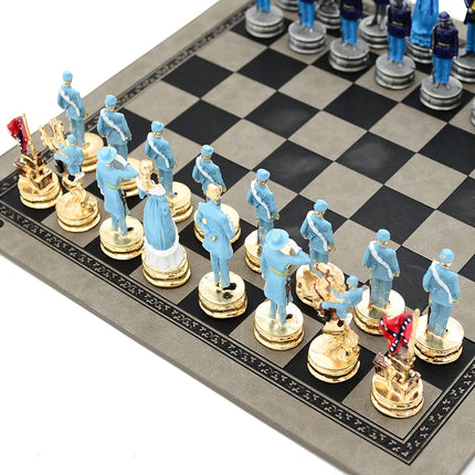 Metal Painted Chess Desktop Intelligent Game War Themed Toys Luxury Knight Hand Painted Checkers Card Gift Series Characters