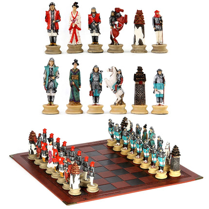 Metal Painted Chess Desktop Intelligent Game War Themed Toys Luxury Knight Hand Painted Checkers Card Gift Series Characters