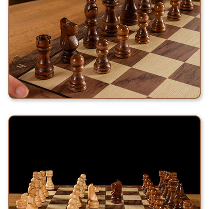 Chess Set - Magnetic Foldable Portable Solid Wood Chess Board - Educational Games for Students and Kids - Christmas Gift